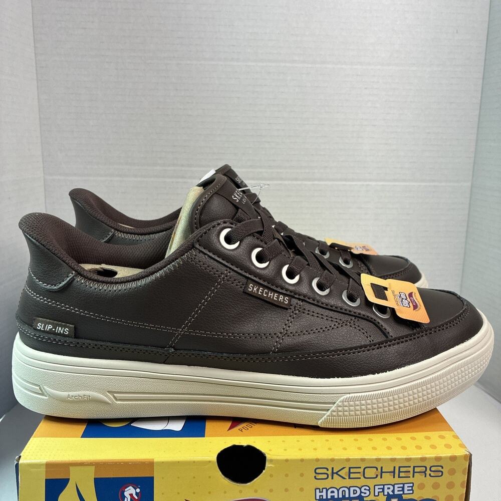 Skechers Arch Fit Arcade Mens Size 9.5 Chocolate Athletic Leather Shoes Sneakers